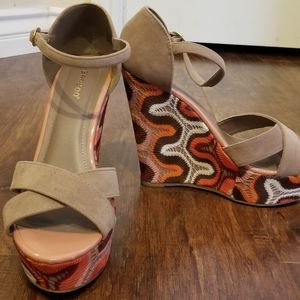 Bamboo Eliza Peach Crochet Boho Wedge